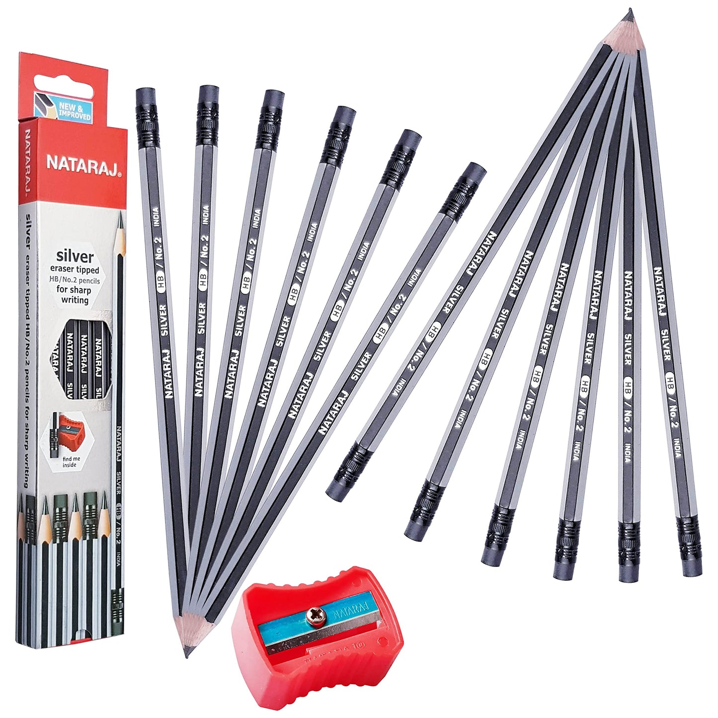 Nataraj Silver pencil HB - eraser tip - Pack of 12