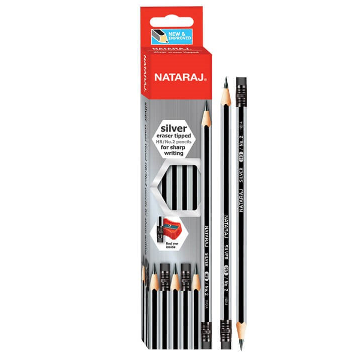 Nataraj Silver pencil HB - eraser tip - Pack of 12