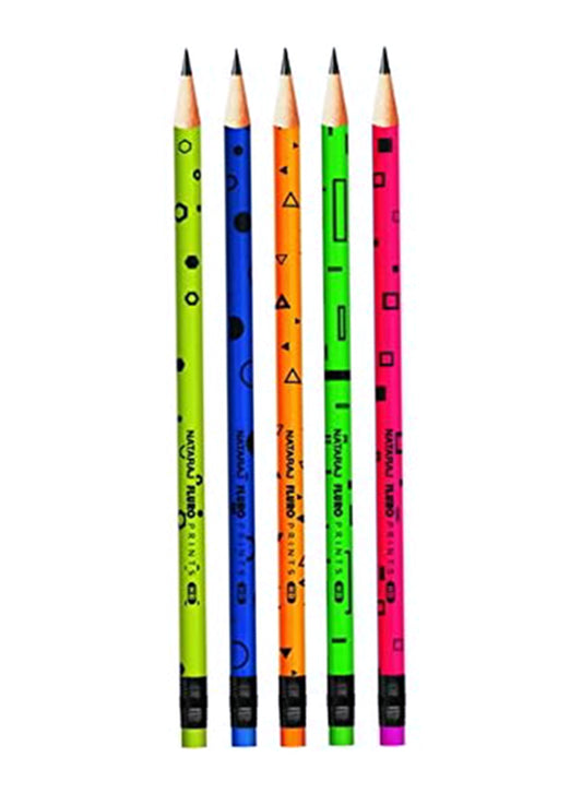 Nataraj Fluro Prints Pencils  -eraser tipped set of 12