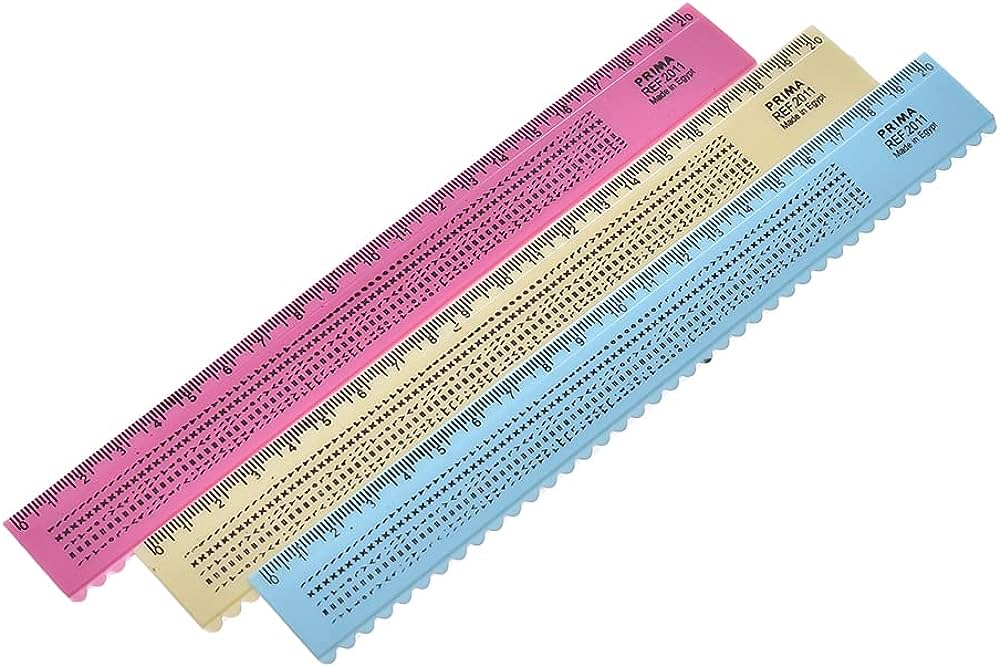 Prima 30cm plastic ruler, with multiplication table.