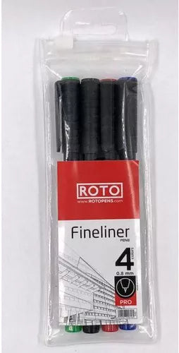 Roto Fineliner Ballpoint pen 4 colors - pack of 4